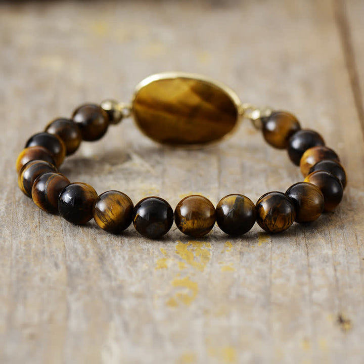 Olivenorma Natural Rhodochrosite Tiger Eye Beaded Bracelet