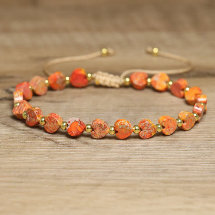 Olivenorma Natural Emperor Stone Heart Shape Beaded Bracelet