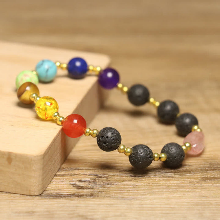 Olivenorma Natural Stone Colorful Round Beads Exquisite Bracelet