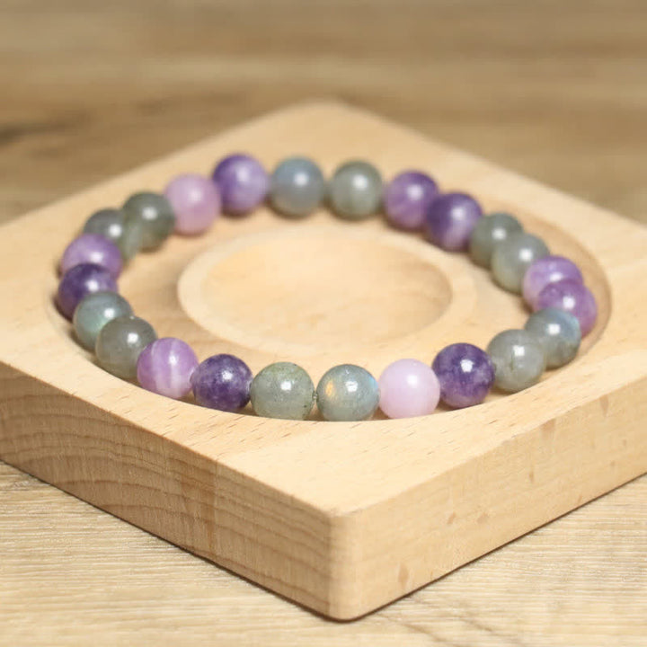 Olivenorma Natural Moonstone Lepidolite Beaded Women Bracelet