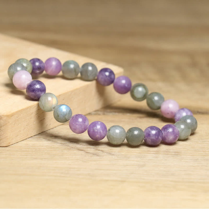 Olivenorma Natural Moonstone Lepidolite Beaded Women Bracelet