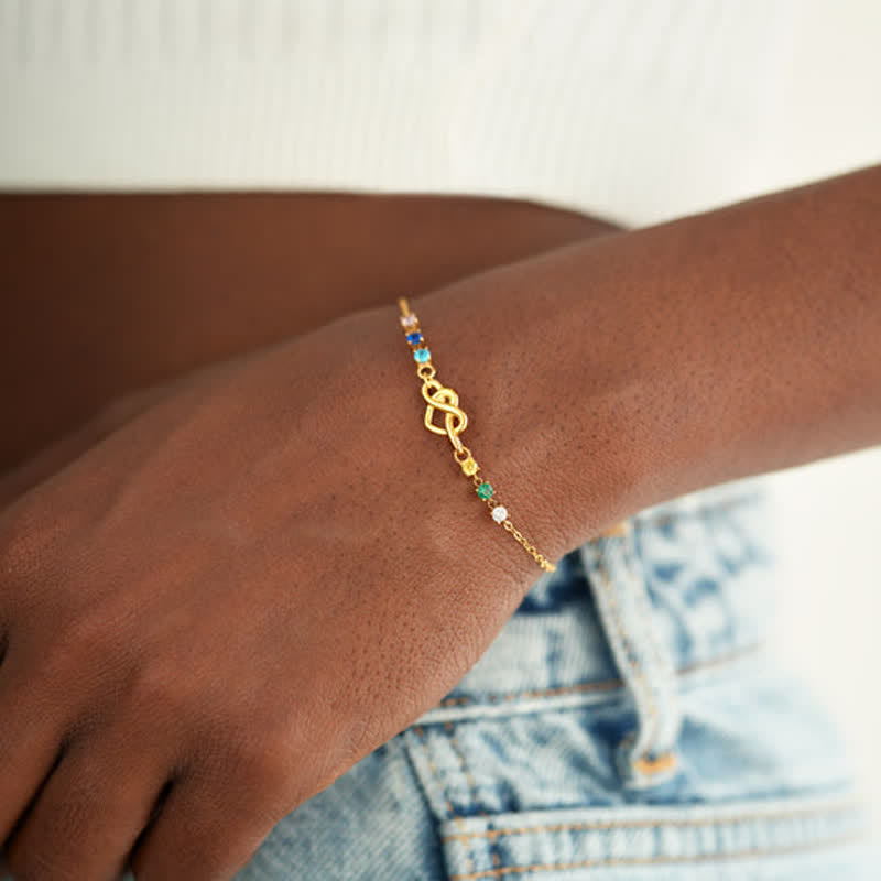 Olivenorma Personalized 1-8 Birthstones Heart Knot Gift Card Bracelet - image 4