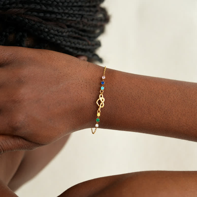 Olivenorma Personalized 1-8 Birthstones Heart Knot Gift Card Bracelet - image 5