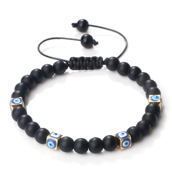 Olivenorma Natural Crystal Beaded Evil Eye Braided Bracelet