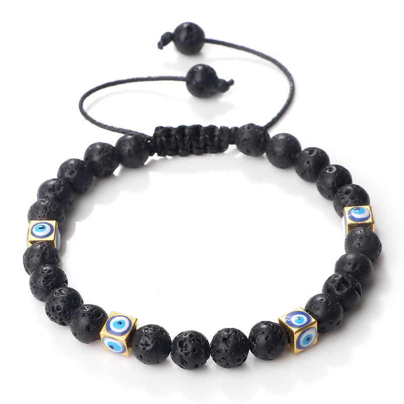 Olivenorma Natural Crystal Beaded Evil Eye Braided Bracelet