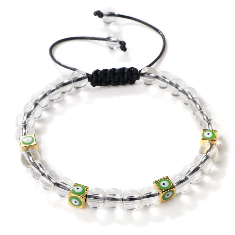 Olivenorma Natural Crystal Beaded Evil Eye Braided Bracelet