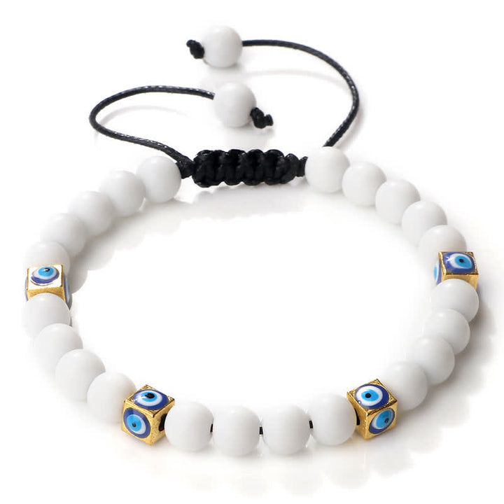 Olivenorma Natural Crystal Beaded Evil Eye Braided Bracelet