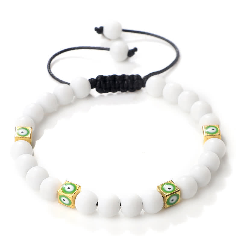 Olivenorma Natural Crystal Beaded Evil Eye Braided Bracelet