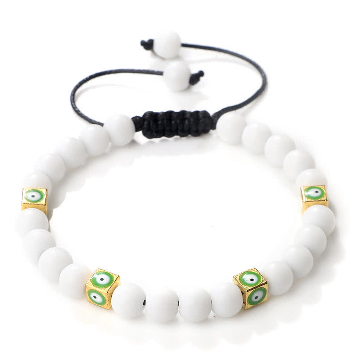 Olivenorma Natural Crystal Beaded Evil Eye Braided Bracelet