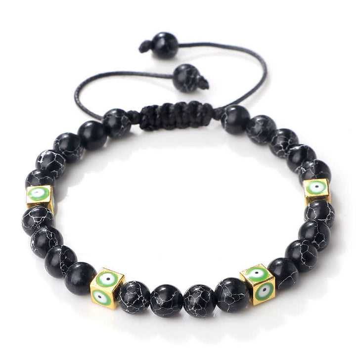 Olivenorma Natural Crystal Beaded Evil Eye Braided Bracelet