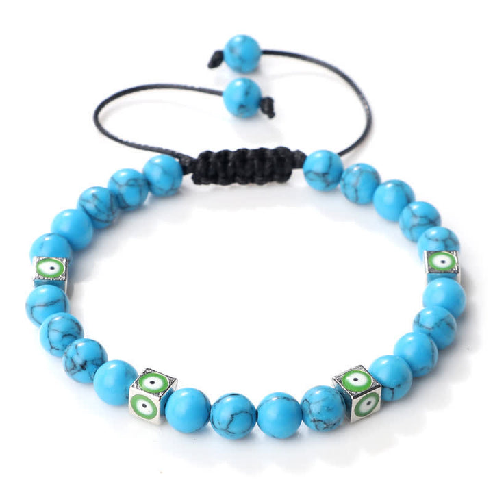 Olivenorma Natural Crystal Beaded Evil Eye Braided Bracelet