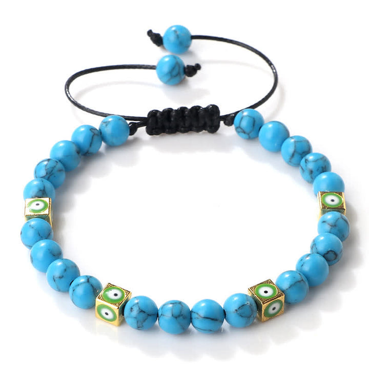 Olivenorma Natural Crystal Beaded Evil Eye Braided Bracelet