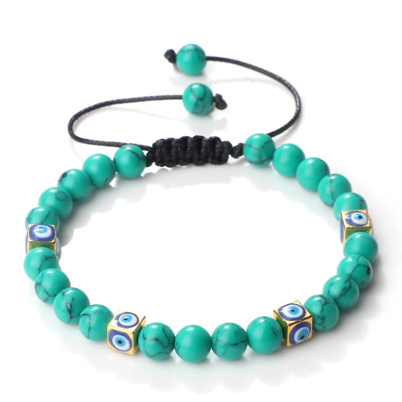 Olivenorma Natural Crystal Beaded Evil Eye Braided Bracelet