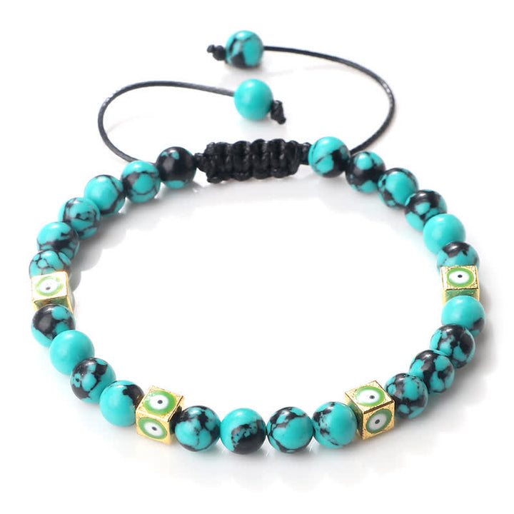 Olivenorma Natural Crystal Beaded Evil Eye Braided Bracelet