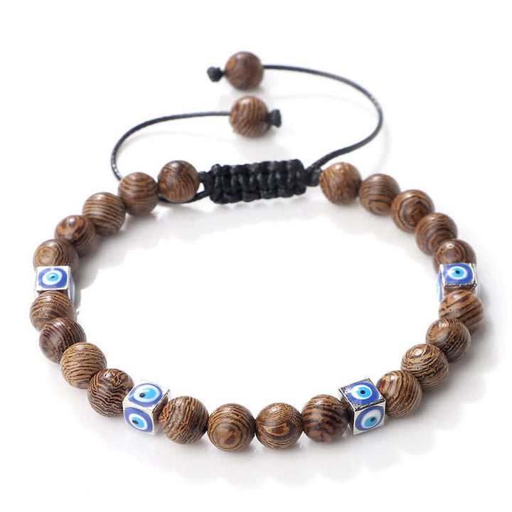 Olivenorma Natural Crystal Beaded Evil Eye Braided Bracelet