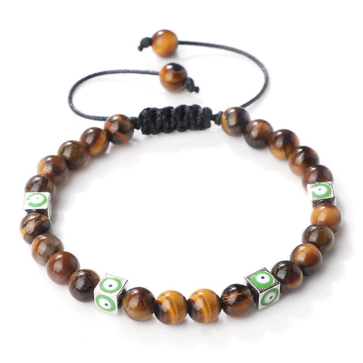 Olivenorma Natural Crystal Beaded Evil Eye Braided Bracelet