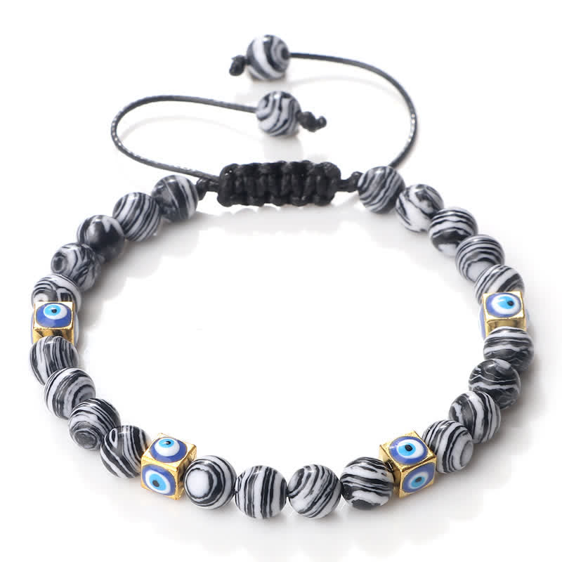 Olivenorma Natural Crystal Beaded Evil Eye Braided Bracelet