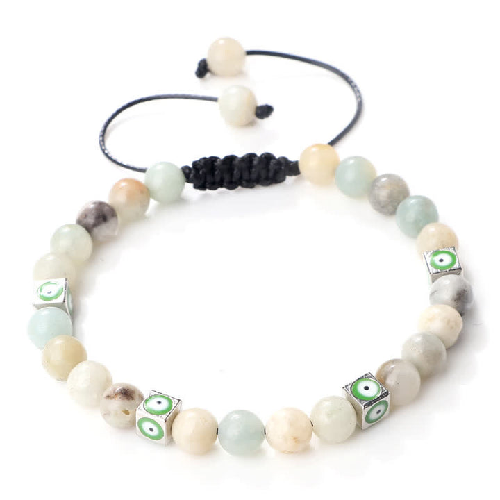 Olivenorma Natural Crystal Beaded Evil Eye Braided Bracelet