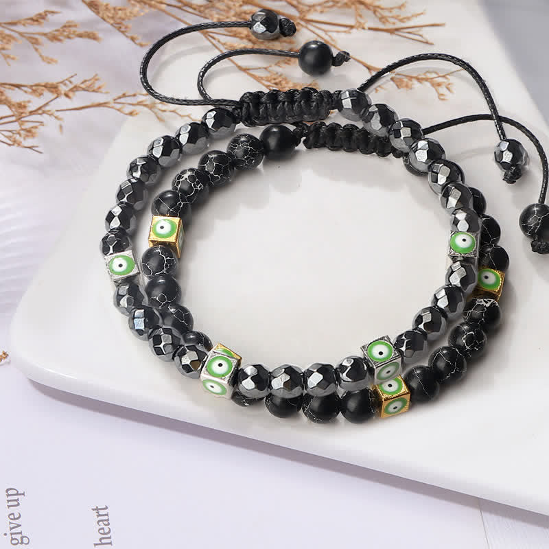 Olivenorma Natural Crystal Beaded Evil Eye Braided Bracelet