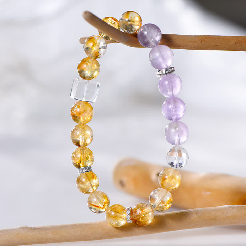 Olivenorma 9.5mm Amethyst Citrine Beads Bracelet