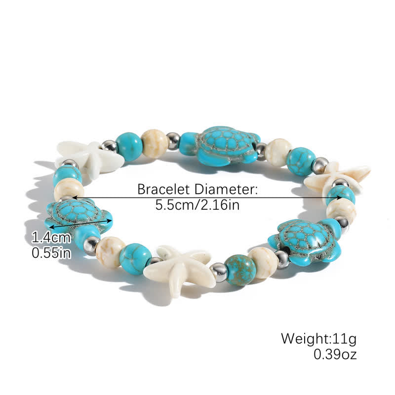 Olivenorma White Turquoise Starfish Turtle Pendant Beach Bracelet