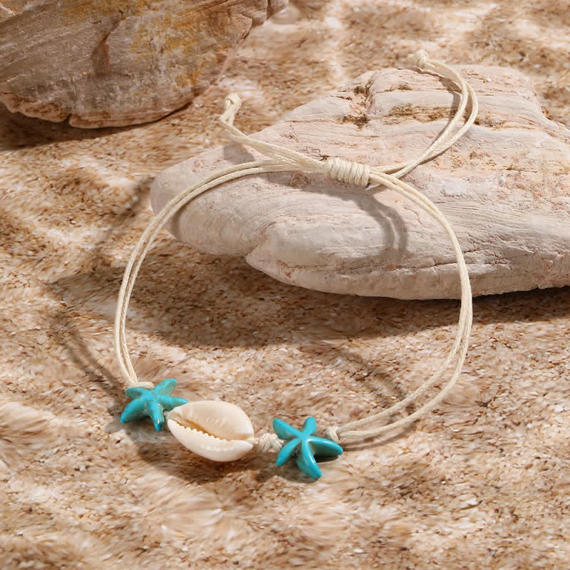 Olivenorma White Turquoise Starfish Turtle Pendant Beach Bracelet