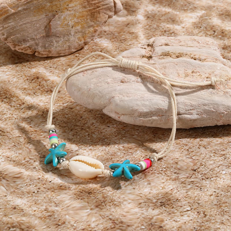 Olivenorma White Turquoise Starfish Turtle Pendant Beach Bracelet