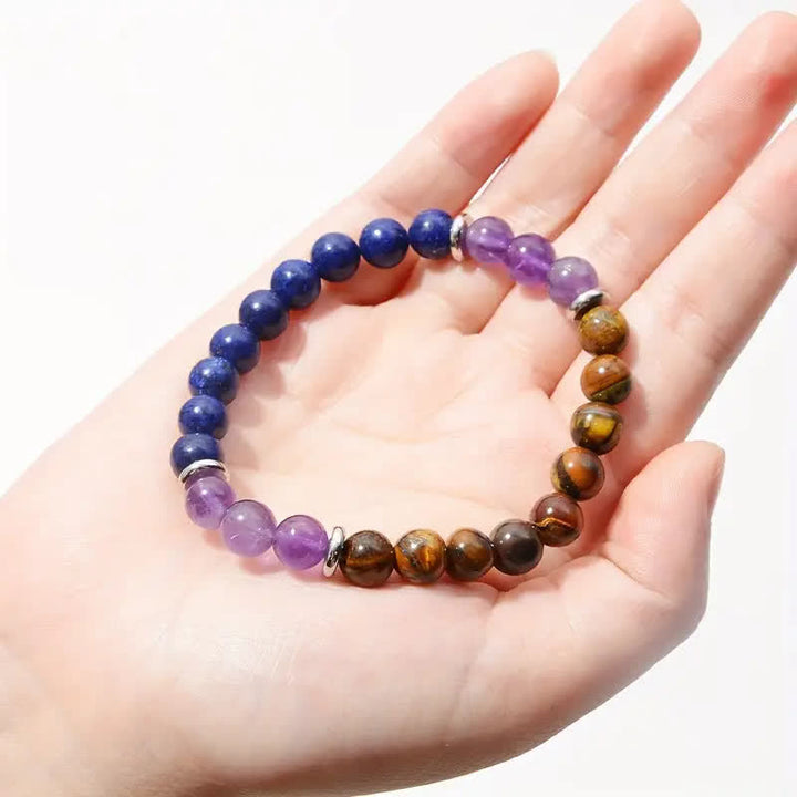 Olivenorma Amethyst Lapis Lazuli Tiger Eye Beaded Bracelet