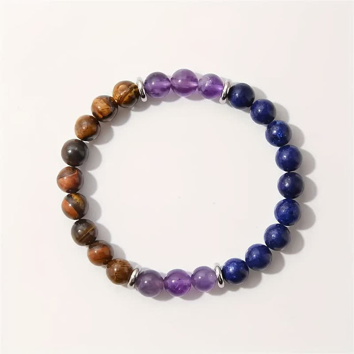 Olivenorma Amethyst Lapis Lazuli Tiger Eye Beaded Bracelet