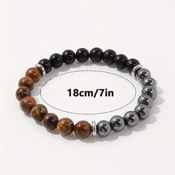 Olivenorma "Protection" Black Onyx Hematite Tiger Eye Beads Bracelet