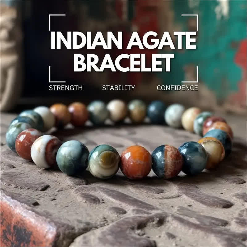 Olivenorma 8mm India Agate Beads Bracelet - India Agate - image 1