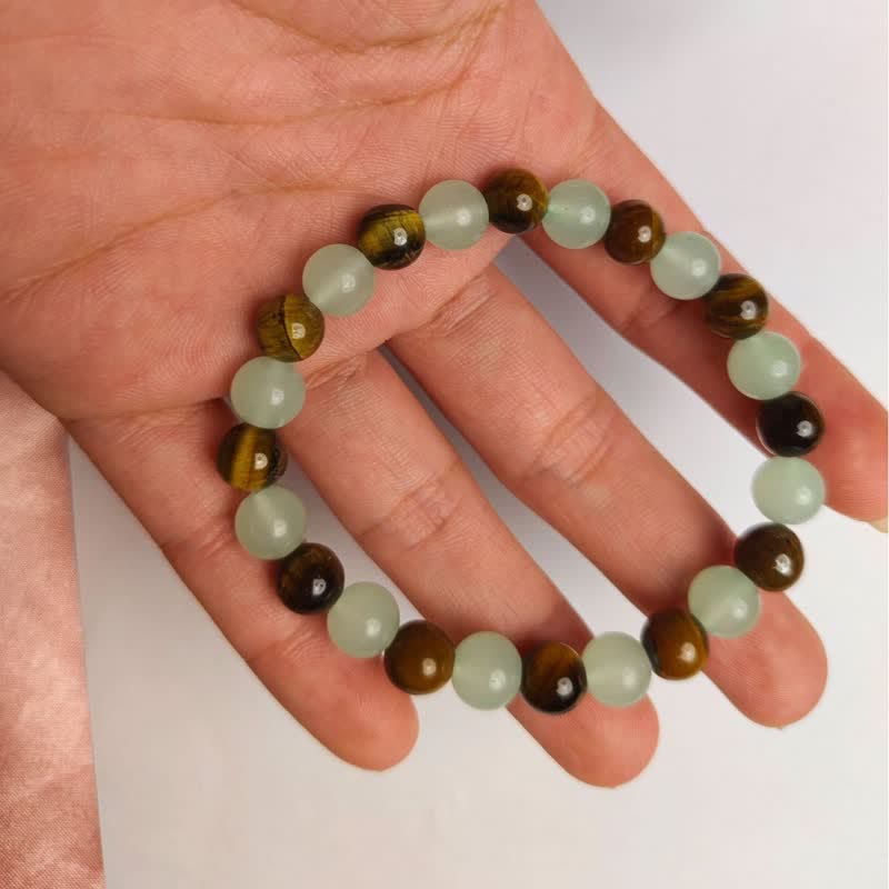 Olivenorma 8mm Green Aventurine Tiger Eye Beads Bracelet