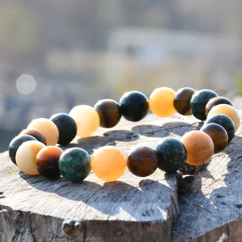 Olivenorma Sun Stone African Turquoise Tiger Eye Beads Bracelet