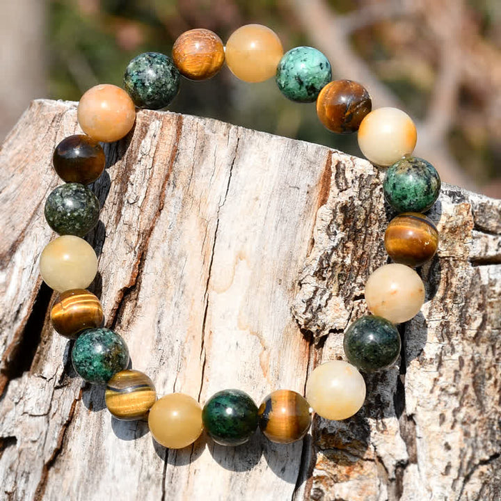 Olivenorma Sun Stone African Turquoise Tiger Eye Beads Bracelet