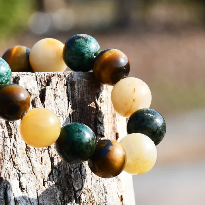 Olivenorma Sun Stone African Turquoise Tiger Eye Beads Bracelet