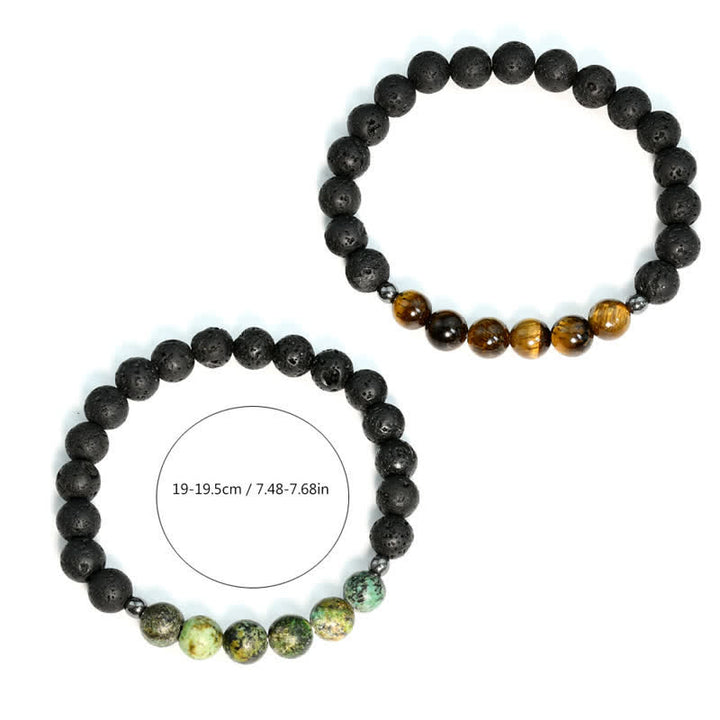 Olivenorma Lava Stone African Turquoise Tiger Eye Bracelet Set