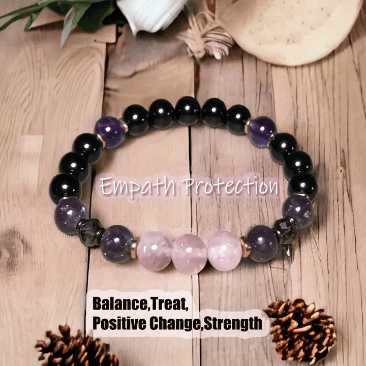 Olivenorma 8mm Rose Quartz Obsidian Amethyst Beads Bracelet