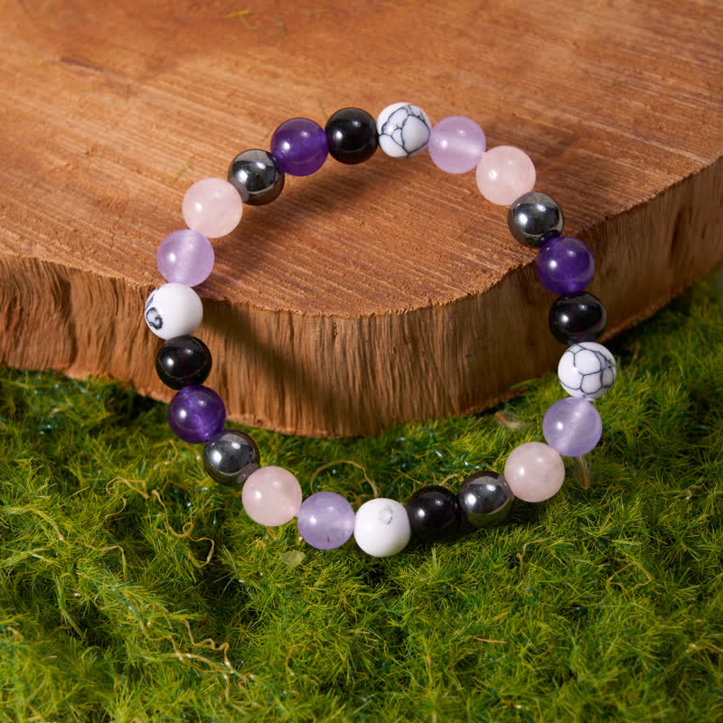 Olivenorma Rose Quartz Amethyst Obsidian Hematite Beads Bracelet