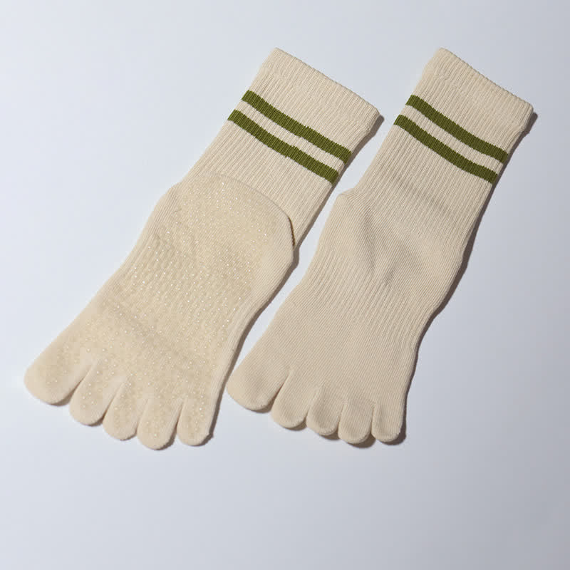 Olivenorma Pilates Anti-Slip Grip Socks Barre Training & Studio Stability Breathable Workout Yoga Socks - Beige - 10 Pairs - image 11