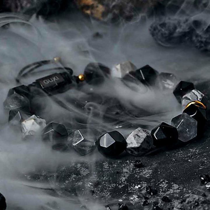 Olivenorma "Cold Night" Natural Obsidian Labradorite Beaded Bracelet - image 3