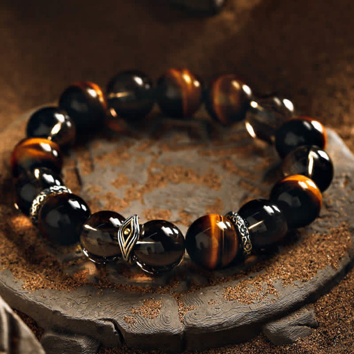 Olivenorma "Eye of Vision" Natural Tiger Eye Beaded Bracelet