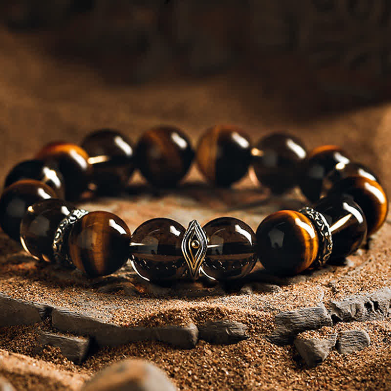 Olivenorma "Eye of Vision" Natural Tiger Eye Beaded Bracelet - 18cm - image 0
