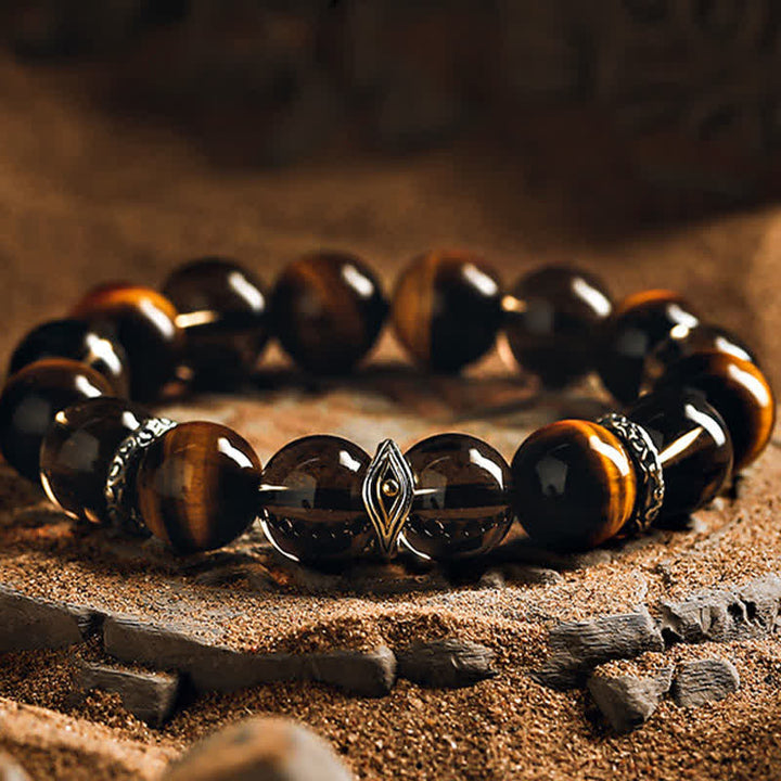 Olivenorma "Eye of Vision" Natural Tiger Eye Beaded Bracelet - 18cm - image 0