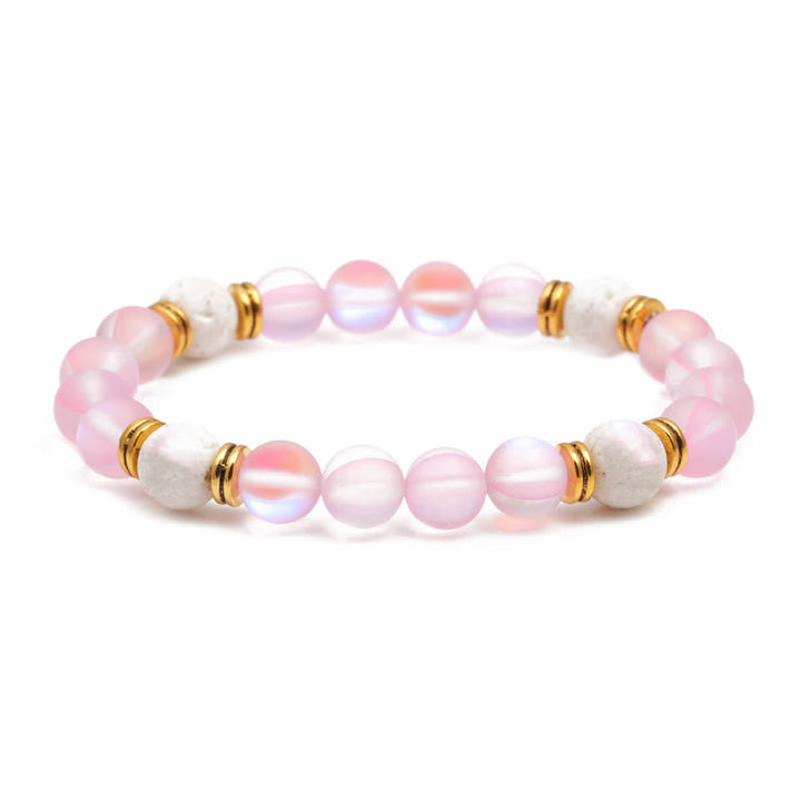Olivenorma Lava Stone Rose Pink Quartz Beaded Bracelet