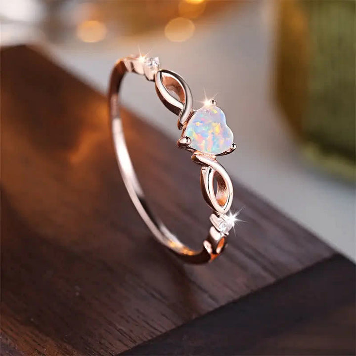 Olivenorma "Eternity Unlimited" Opal Heart Engagement Wedding Ring - image 10