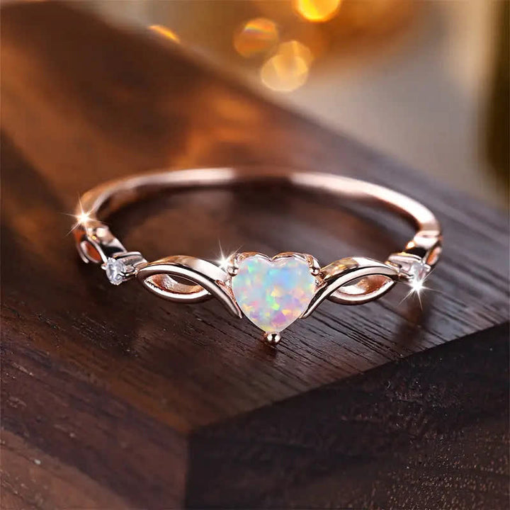 Olivenorma "Eternity Unlimited" Opal Heart Engagement Wedding Ring - image 9