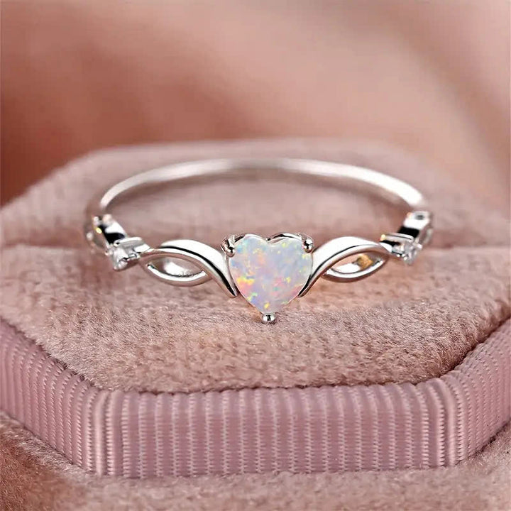 Olivenorma "Eternity Unlimited" Opal Heart Engagement Wedding Ring - image 1