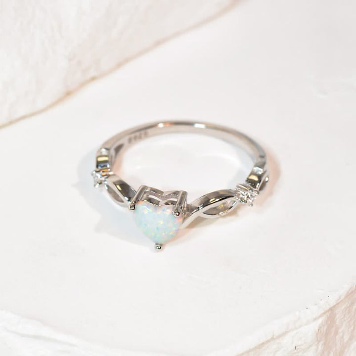 Olivenorma "Eternity Unlimited" Opal Heart Engagement Wedding Ring - image 6
