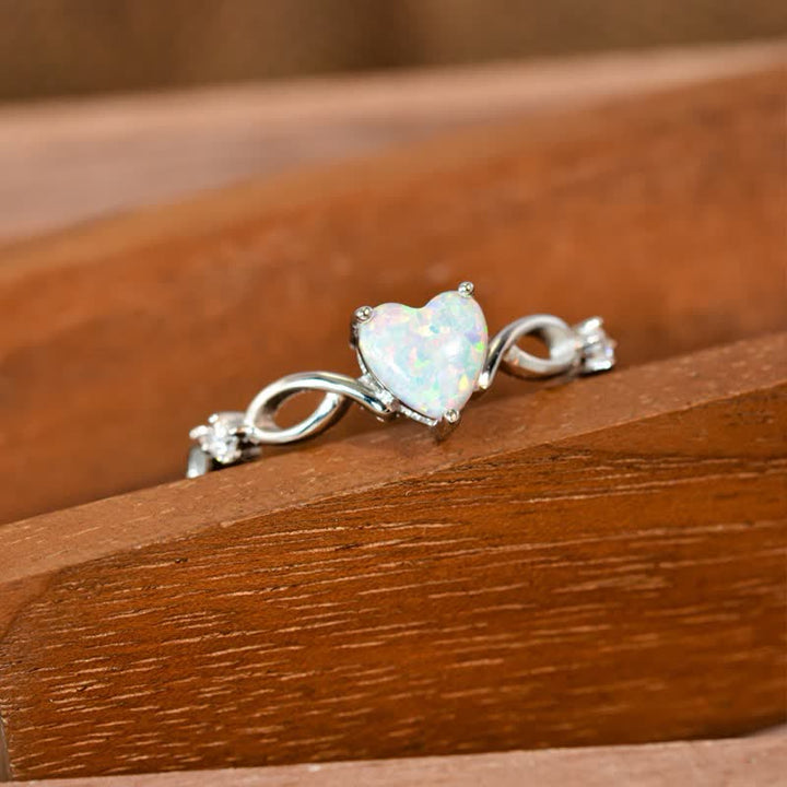 Olivenorma "Eternity Unlimited" Opal Heart Engagement Wedding Ring - image 3
