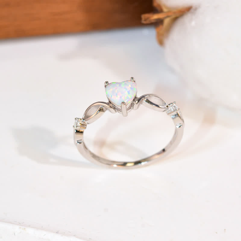 Olivenorma "Eternity Unlimited" Opal Heart Engagement Wedding Ring - image 7